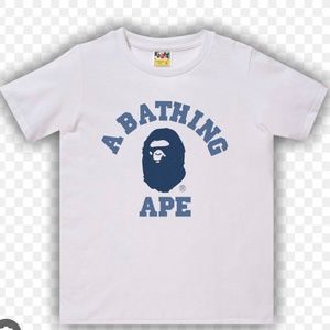 BAPE Blue Solid Logo College Tee 'White'